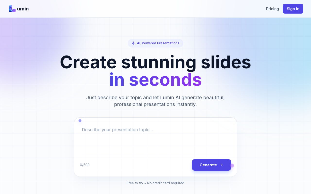 Lumin AI Presentation Generator