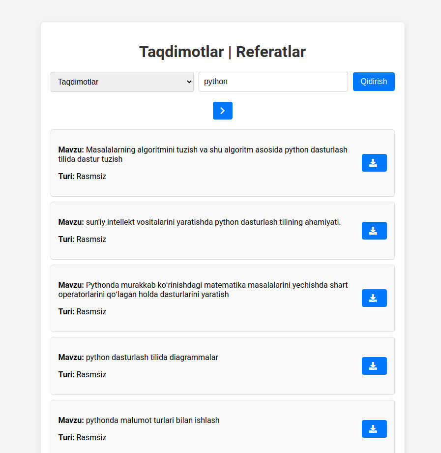 Taqdimotlar Search Engine
